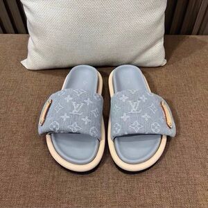 Louis Vuitton Gray Monogram Slide Sandals